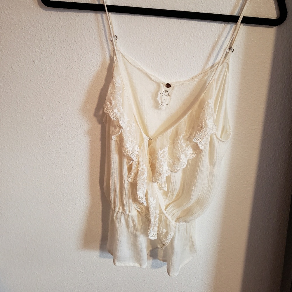 Free People One Ruffle Surplice Tank in Ivory - Picture 2 of 6